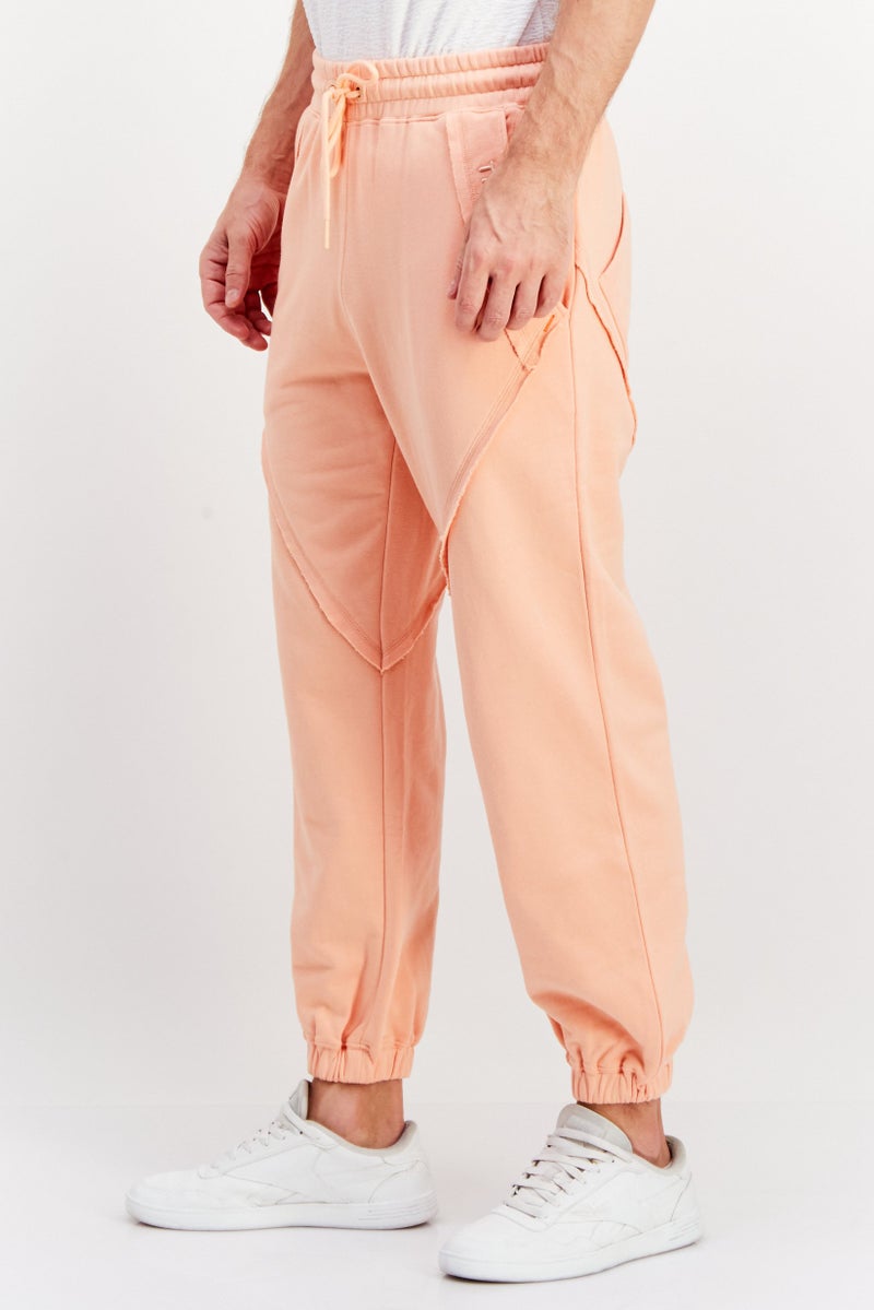 TRIBE OF 6 Men Regular Fit Embroidered Sweatpants, Peach - Image 2